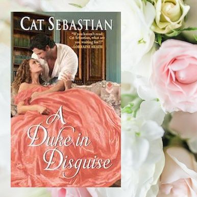 A close up of roses and flowers arranged with the book cover over them. A woman being held by a man btoh looking into eachother's eyes.