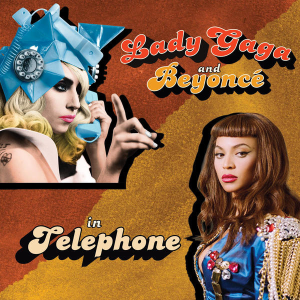 promotional image for song "Telephone" showing Lady Gaga and Beyonce