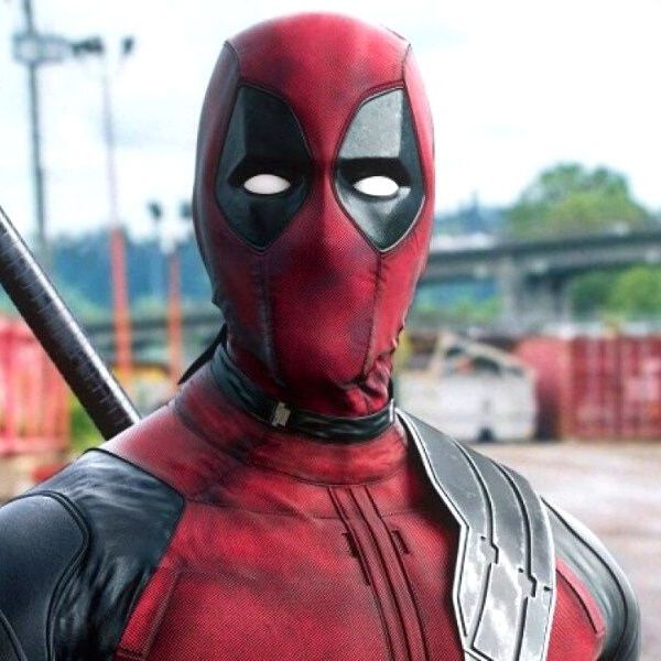 Deadpool from the Marvel movies, he is standing with confidence.