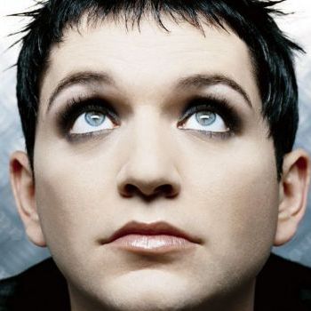 Brian Bolko wearing dark makeup and looking up.