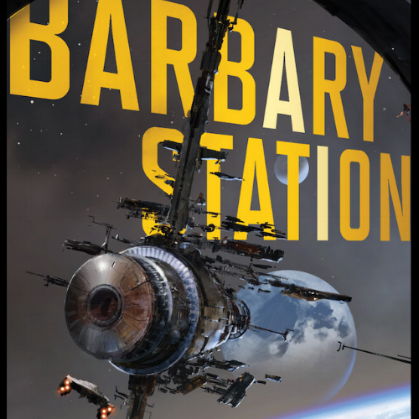 Book cover featuring a space station with a world behind it and the title above.