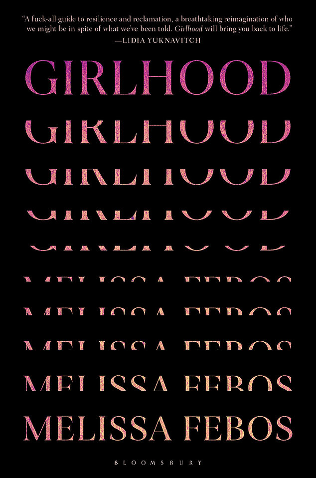 Book cover of Girlhood, the words are repeated and in violet.
