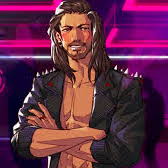 Sunder wearing a jacket and his bare chest exposed, blushes.