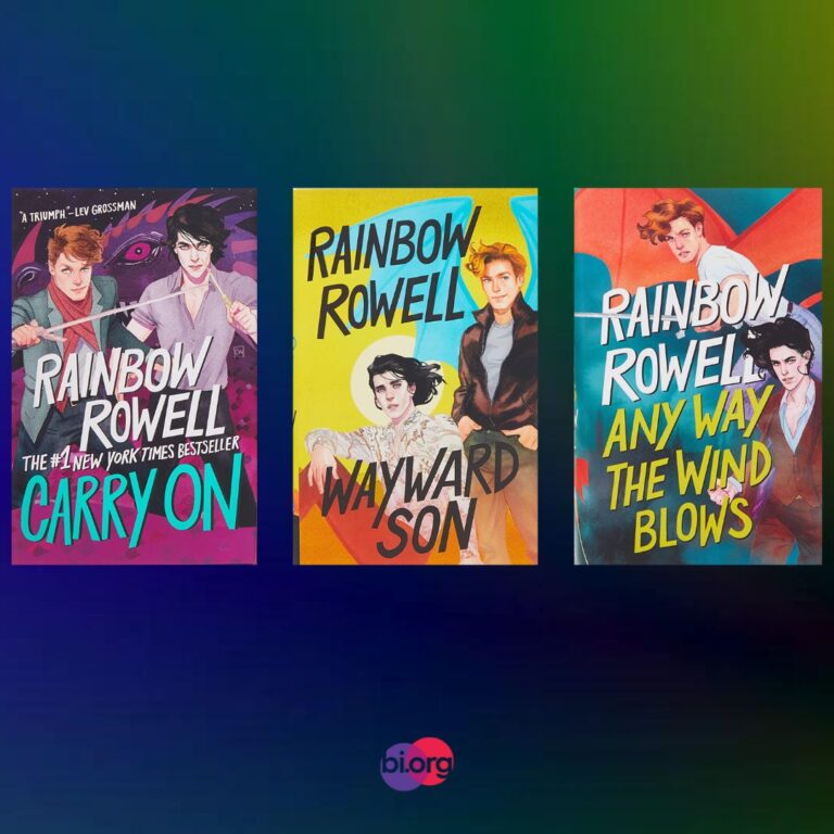 Rainbow Rowell's"The Rise and Fall of Simon Snow" saga book covers.