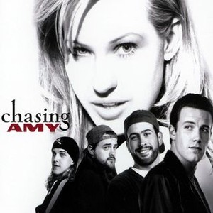film poster for "Chasing Amy" featuring black and white photos of the cast.