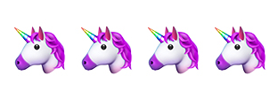 3 unicorn emojis